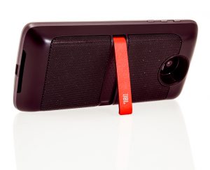 Winneconne, WI, United States - August 2, 2016: JBL speaker for the motorola moto Z phones on an isolated background. on an isolated background.